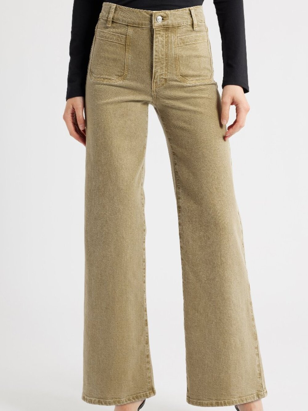 NEW - FRAME Le Slim Palazzo High Waist Wide Leg Jeans (Olive Grove) - Size 23